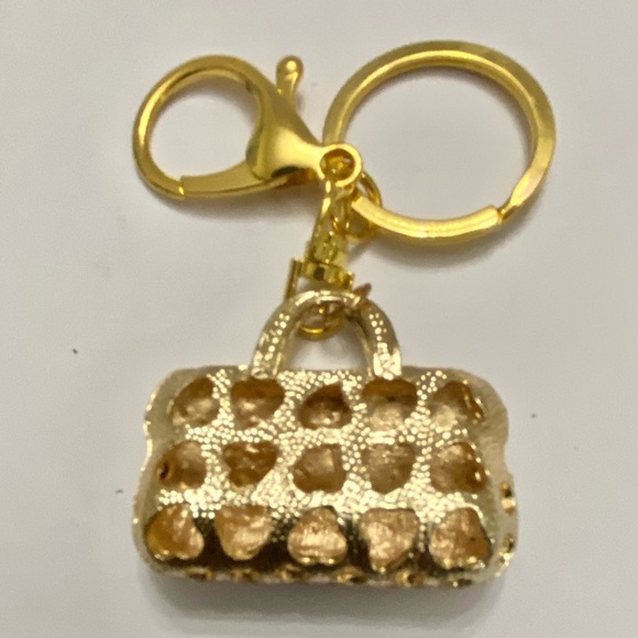 2- Way Red Enamel Rhinestone Handbag Charm- Key chain - Picture 7 of 10